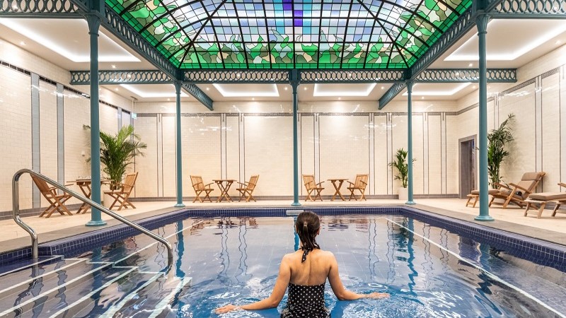 Lady in a pool at the Ensana Wellness Spa in Buxton, Derbyshire. Image: Ensana Buxton Crescent